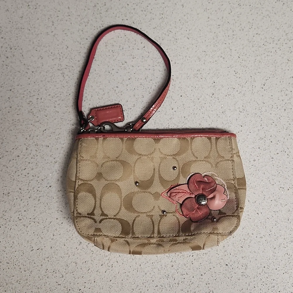 Coach Tan and Salmony Peachy Floral Detail